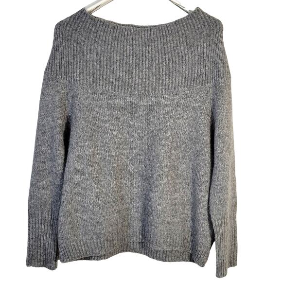 Zara Sweaters - Zara Knit Sweater Women's S Gray Off Shoulder Wool Mohair Blend Cozy Romantic